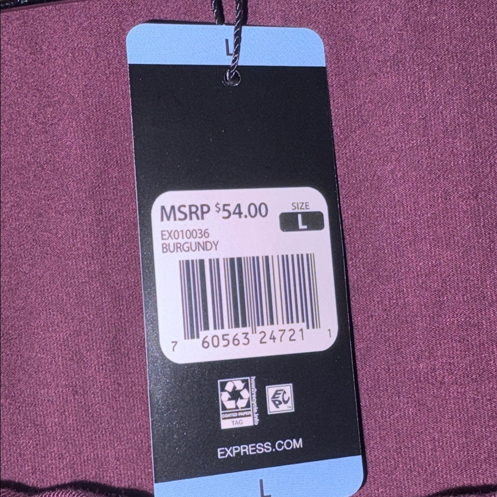 Express Burgundy Long Sleeve Square Neck Top - Picture 6 of 7